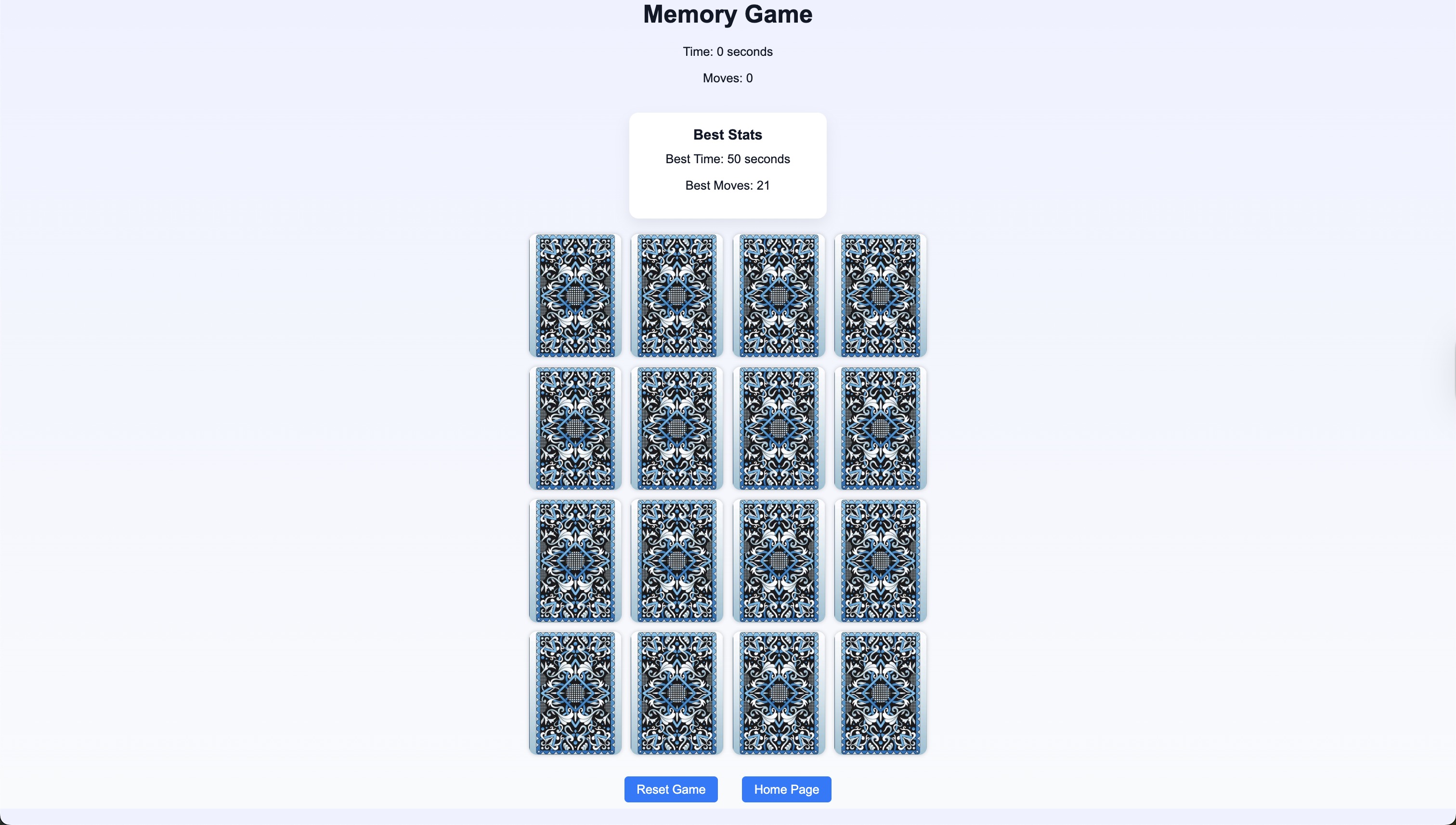 Preview of the Memory Game