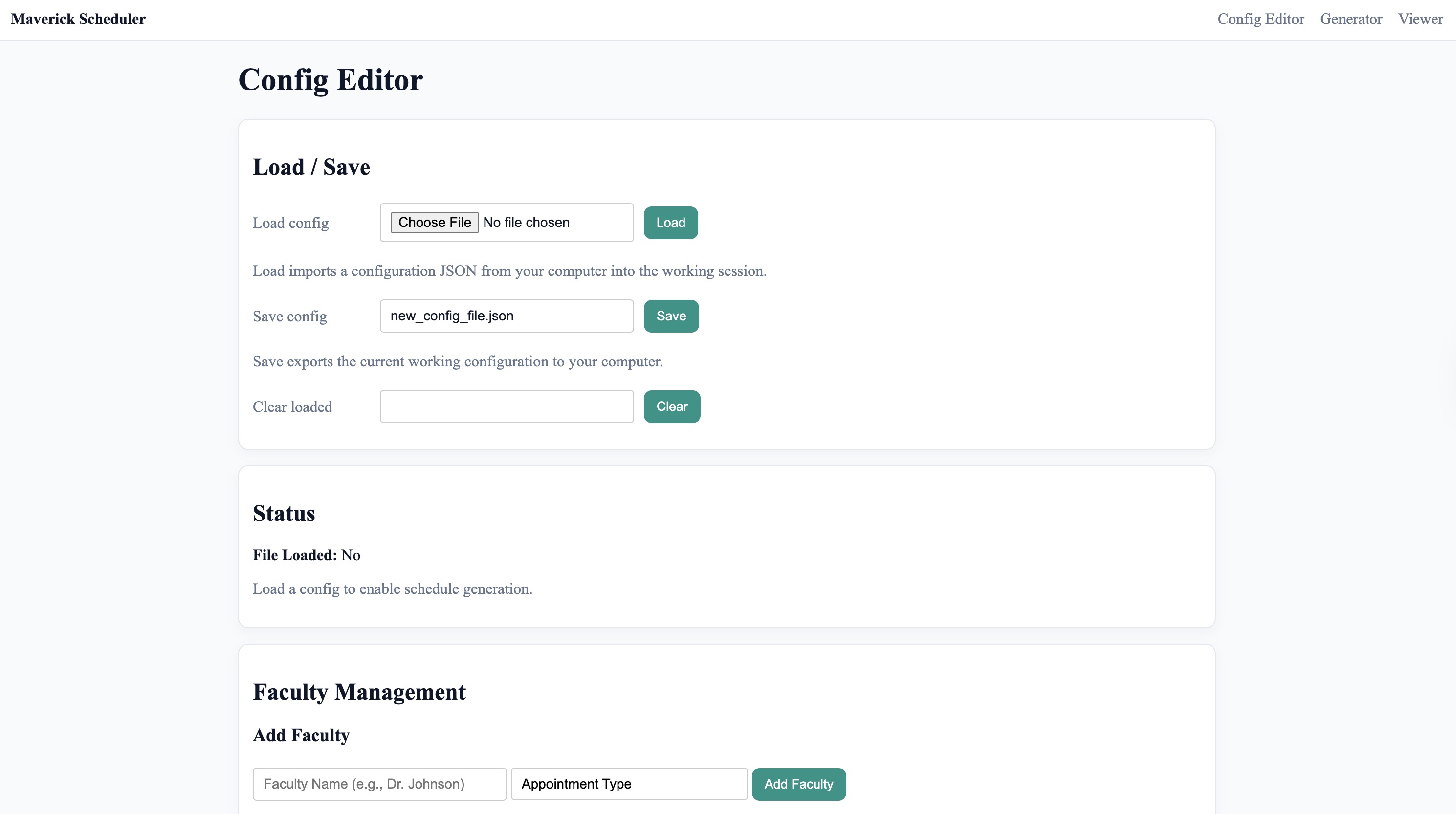 Screenshot of the Maverick Course Scheduler project